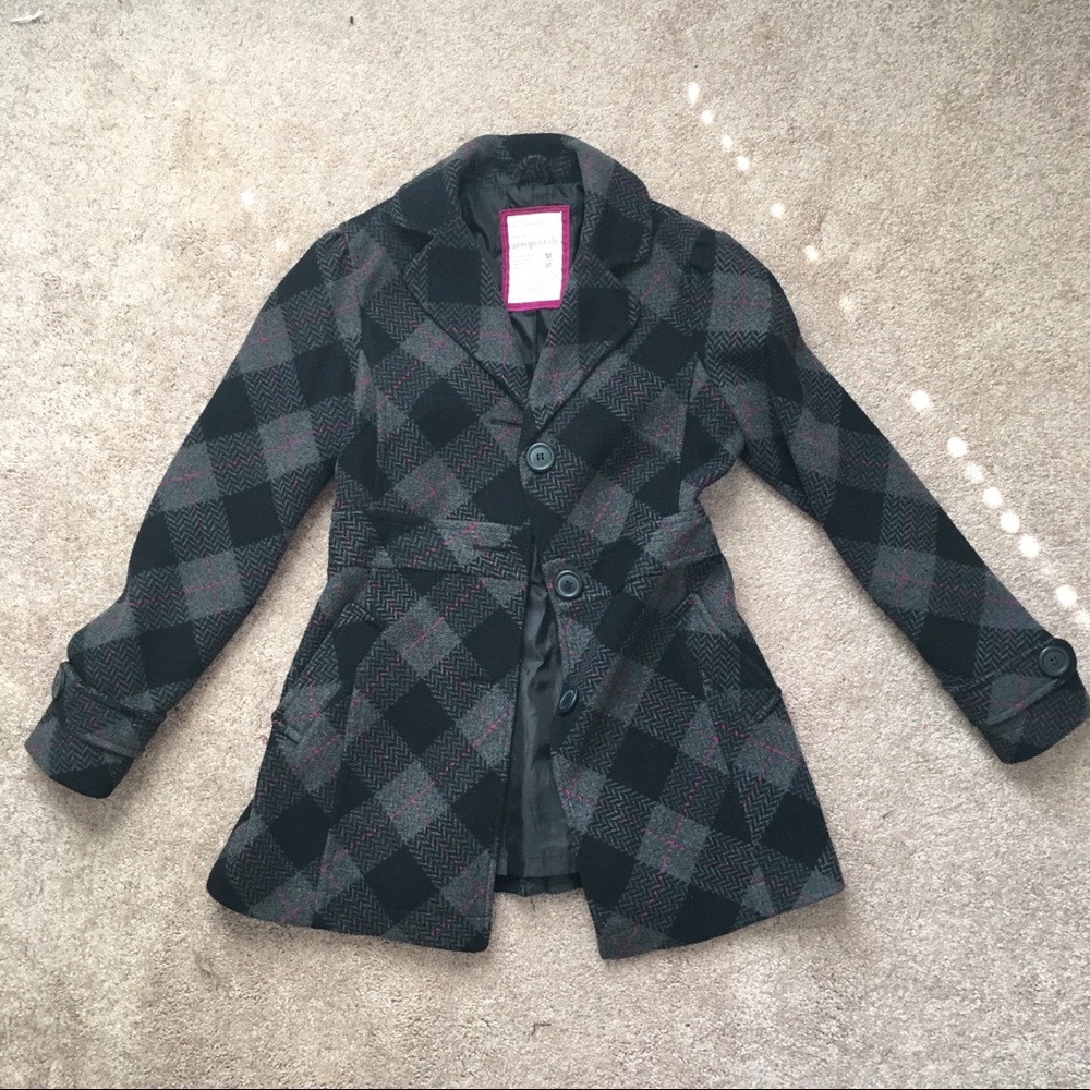 Very Warm Wool Plaid Peacoat